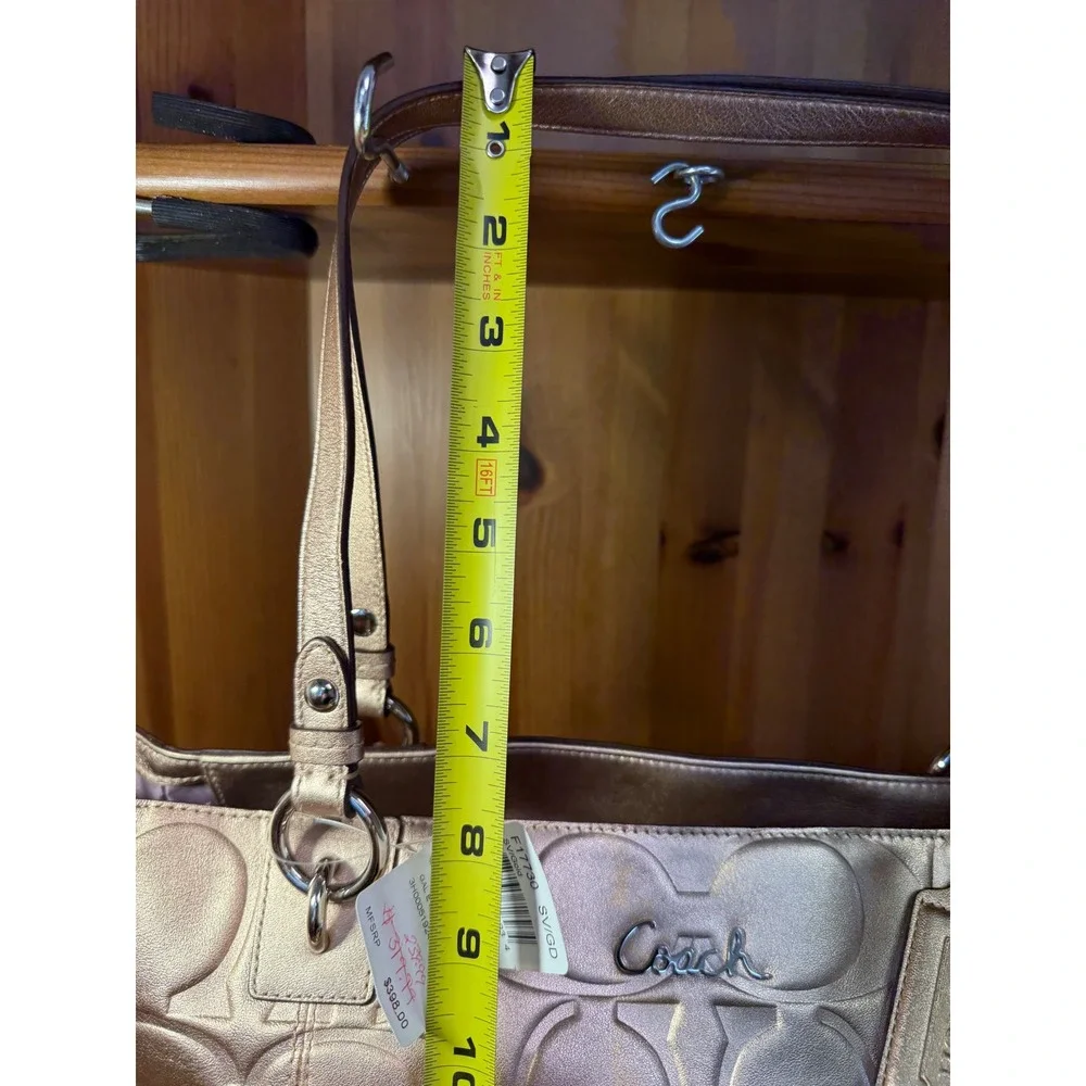 Coach F17730 Metallic Gold Signature Embossed Leather Tote Bag NWT